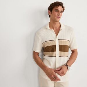 Lands End Men's Short Sleeve Camp Collar Sweater Polo